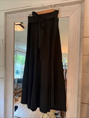 Flowing Black Maxi Skirt with Waist Tie